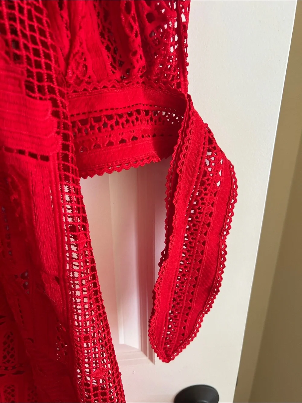 FARM Rio Red Crochet Maxi Dress Red Morada Boa Guipure Maxi Dress - Picture 7 of 12
